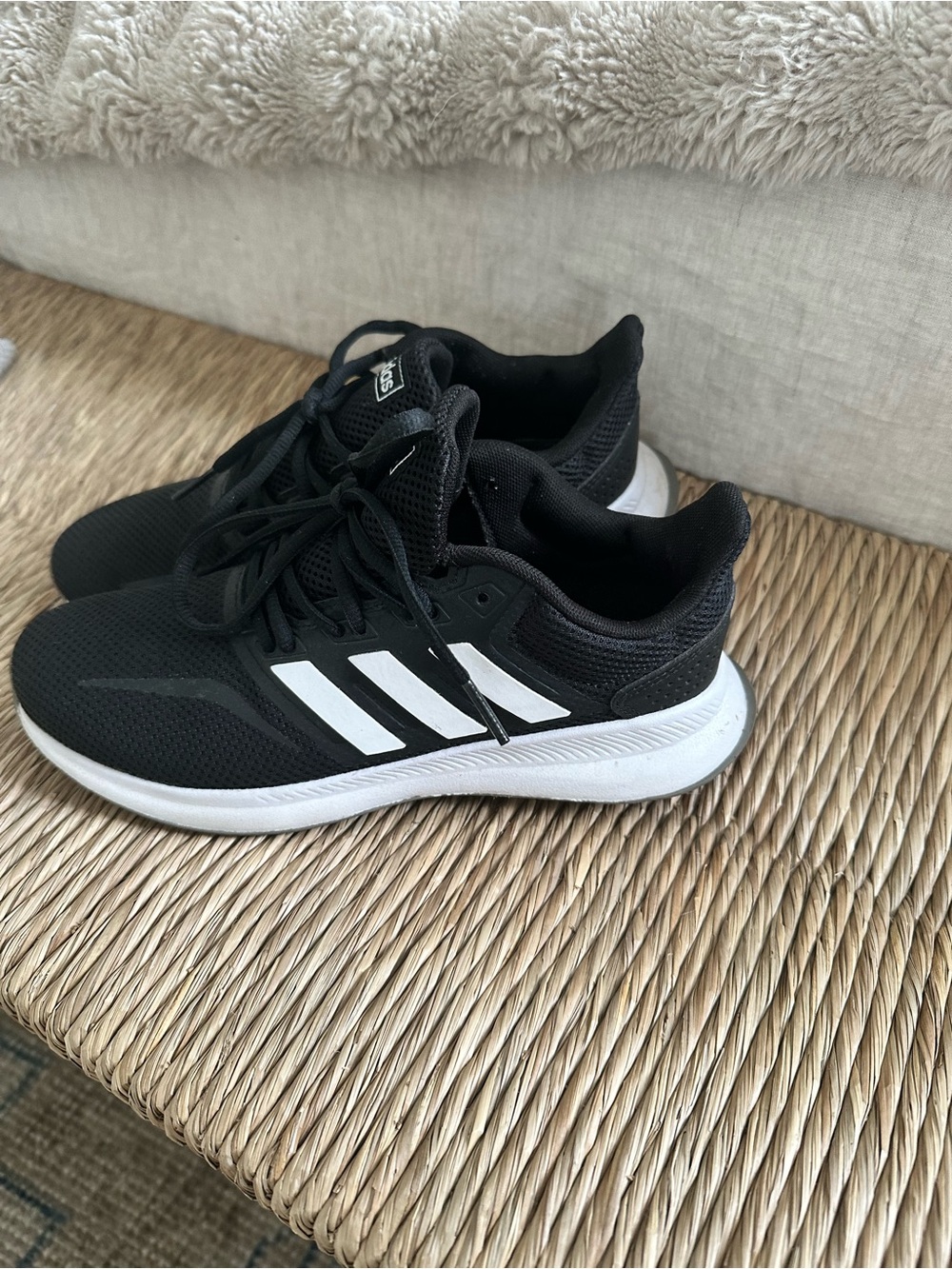 adidas Women’s Black and White Lace-Up Athletic Sneakers - Picture 3 of 7